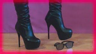 High heels boots crush glasses