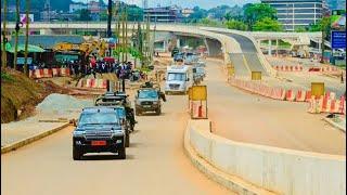 Museveni drives through new Kampala flyover road