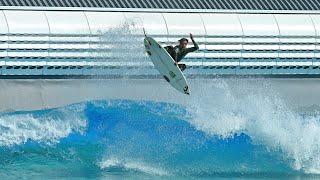 Aerial surfing at Wavegarden's Wave Park in South Korea