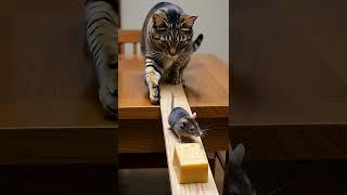 Cat vs Mouse: The Cheese Heist!  #Shorts #CatVsMouse #FunnyPets