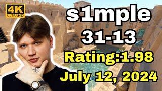 【4K】s1mple(31-13) (Anubis) | FACEIT Ranked | July 12, 2024 #cs2 #pov