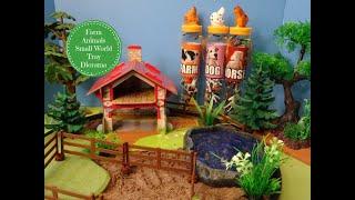 Farm Animals, Horses & Dogs Figures Small World Tray Diorama -Learn Animal Names