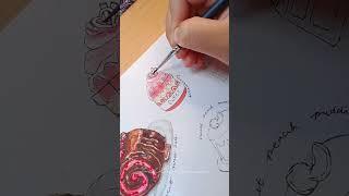 Food Illustration with Watercolor  #painting #watercolor #watercolortutorial #illustration #shorts