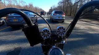 harleydavidson cruising with a sport bike