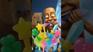 Capybara & Tung Tung Tung Sahur Eat Magic Wand Candy! Sweet Rainbow Slime Treats!