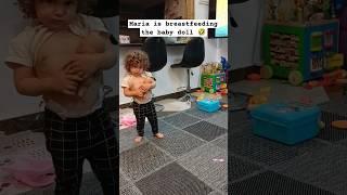 Maria is breastfeeding the baby doll  #maria #baby #babiesofyoutube #funnybaby