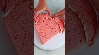 The easiest way to make a heart shaped cake from round cake layers ️ #shorts #valentinesday #cake