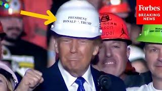 WATCH: Trump Dons MAGA Themed Hardhat Gifted To Him By United Steelworkers Members At PA Rally