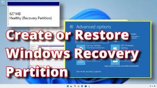 Windows Recovery Partition: Create or Restore