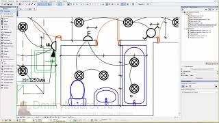 43 Расставляем светильники на плане квартиры в Archicad