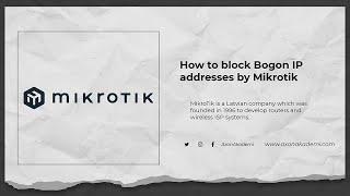 How to block Bogon ip addresses in Mikrotik