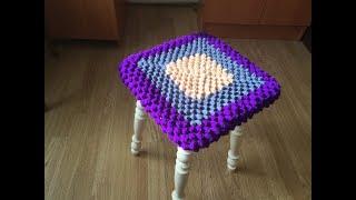 Сидушка на табуретку узором "Попкорн" крючком/Seat on a stool pattern "Popcorn" crochet