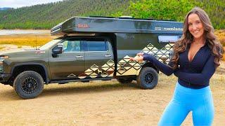 Am I MOVING into a $300,000 CHEVY TRUCK CAMPER? Full Tour Living in 4x4 Off Road Chevrolet Silverado