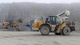 Metso Rock Crushers and CAT 349E,962K and 980H working in a quarry