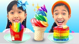 RAINBOW FOOD SWITCH UP CHALLENGE with KAYCEE & RACHEL | KAYCEE WONDERLAND