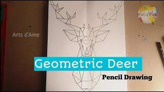 How to draw a deer/ Triangles/ Geometric deer/ Polygonal drawing/ Pencil drawing/ Easy/ Arts d'Ame