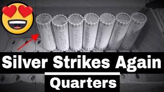 Several Silver Quarters Found  - A Nice Coin Roll Hunt