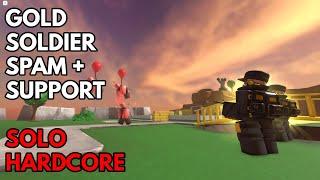 GOLD SOLDIER SPAM + SUPPORT | SOLO HARDCORE | ROBLOX Tower Defense Simulator