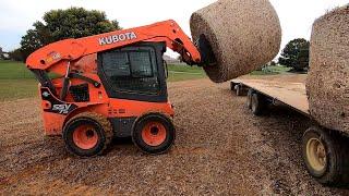 Hauling in Soybean Stubble Bales