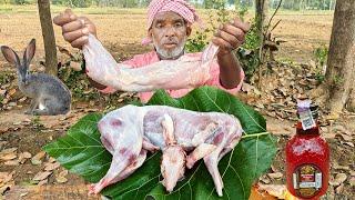 2 Rabbit & Brandy drinking Old Man Cooking AND Eating in Village Style MAKING