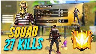 GRAND MASTER SQUAD 27 KILLS || FULL RANKED GAMEPLAY || FREE FIRE BATTLEGROUND