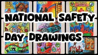 National Safety Day Drawing easy,4th March| Safety Day Poster Drawing| Safety First drawing