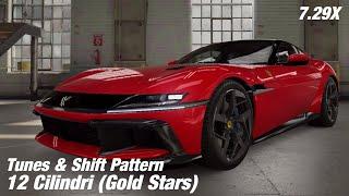 CSR2 | 12 Cilindri (Gold Star) • tune & shift pattern • 7.29X