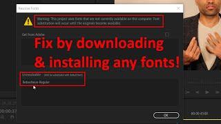 This project uses fonts that are not currently available on this computer | Premiere Pro | Fix