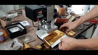 mesin emboss foil tranferer objek kulit leather wood kain velvet kertas plastik