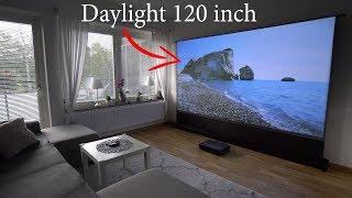 Xiaomi 4K laser projector on 120'' Floor Rising ALR Projection Screen