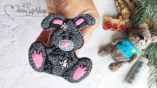  How to make a brooch made of beads "Rabbit - symbol of 2023" (Teddy bunny master class)