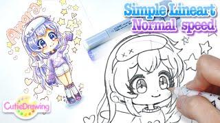 Let's draw Lineart with me! (Normal speed)How to draw Gachaclub character Amora/Gachalife