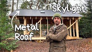 Building A Metal Roof For My Cabin In The Forest I Building Vlog ep. 4