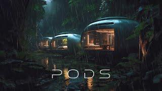 P O D S  -  Relaxing Futuristic Ambient with Immersive 3D Rain [4K] RELAX | STUDY | SLEEP | 10 HOURS