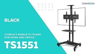 ONKRON Mobile TV Stand TV Cart for 40” – 70 inch Screens up to 100 lbs, TS1551 Black