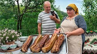 Village Cooking: Smoked Bacon With Spices and Garden Veggies