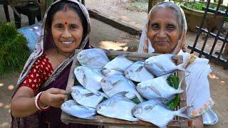 মায়ের হাতে খুব সহজ পদ্ধতিতে দারুন স্বাদের পমফ্রেট মাছের রান্না | Pomfret fish masala curry |villfood