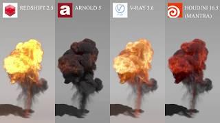 Render Comparison Test 4 (Volume) - Redshift, Arnold, V-Ray, Mantra -