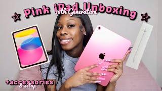  PINK iPAD UNBOXING  || 10th generation + accessories & setup