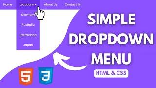 Simple Dropdown Menu Using HTML & CSS - EASY TUTORIAL