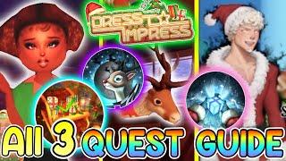 DTI: ALL 3 CHRISTMAS QUEST TUTORIALS & TIPS! How To Complete Dress to Impress Winter Quests