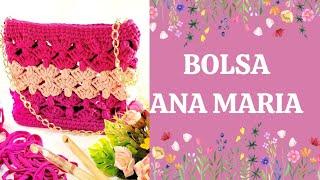 BOLSA DE CROCHÊ ANA MARIA EM FIOS DE MALHA. COMO FAZER BOLSAS DE CROCHÊ/PASSO A PASSO BOLSA  CROCHÊ