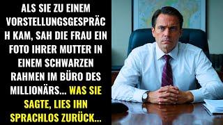 WÄHREND DES VORSTELLUNGSGESPRÄCHS SAH DIE FRAU DAS FOTO IHRER MUTTER IM BÜRO DES MILLIONÄRS...