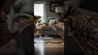 Eagle vs Great Horned Owl Standoff #eagle #Owl #Pet