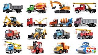 10 Awesome Construction Vehicles! + More Nursery Rhymes & Kids Songs   - Melody Kids Tv