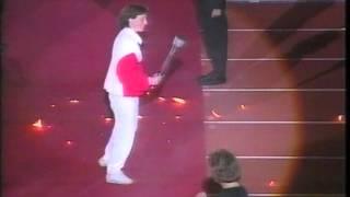 Sheffield World Student Games, Don Valley Stadium - Helen Sharman drops flame (Short Version)