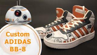 BB-8 покраска кроссовок красками Angelus и Leather Studio. Custom BB-8 Adidas Hoops 2.0 Mid