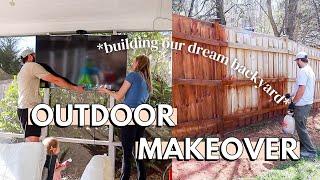 DIY BACKYARD MAKEOVER 🪻 | the *best* fence stain, outdoor storage/organization & new furniture