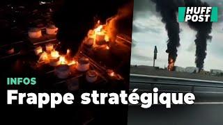 Les images du « plus gros » terminal pétrolier de Crimée frappé par l’Ukraine