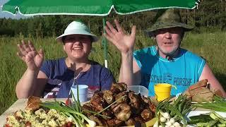 MUKBANG RUSSIA|BARBECUE|не ASMR|ШАШЛЫК,ЗЕЛЕНЫЙ ЛУК И ДРУГИЕ ВКУСНЯХИ НА ПРИРОДЕ